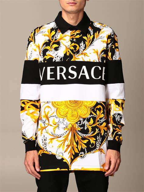 versace white long sleeve price|versace long sleeves polo shirts.